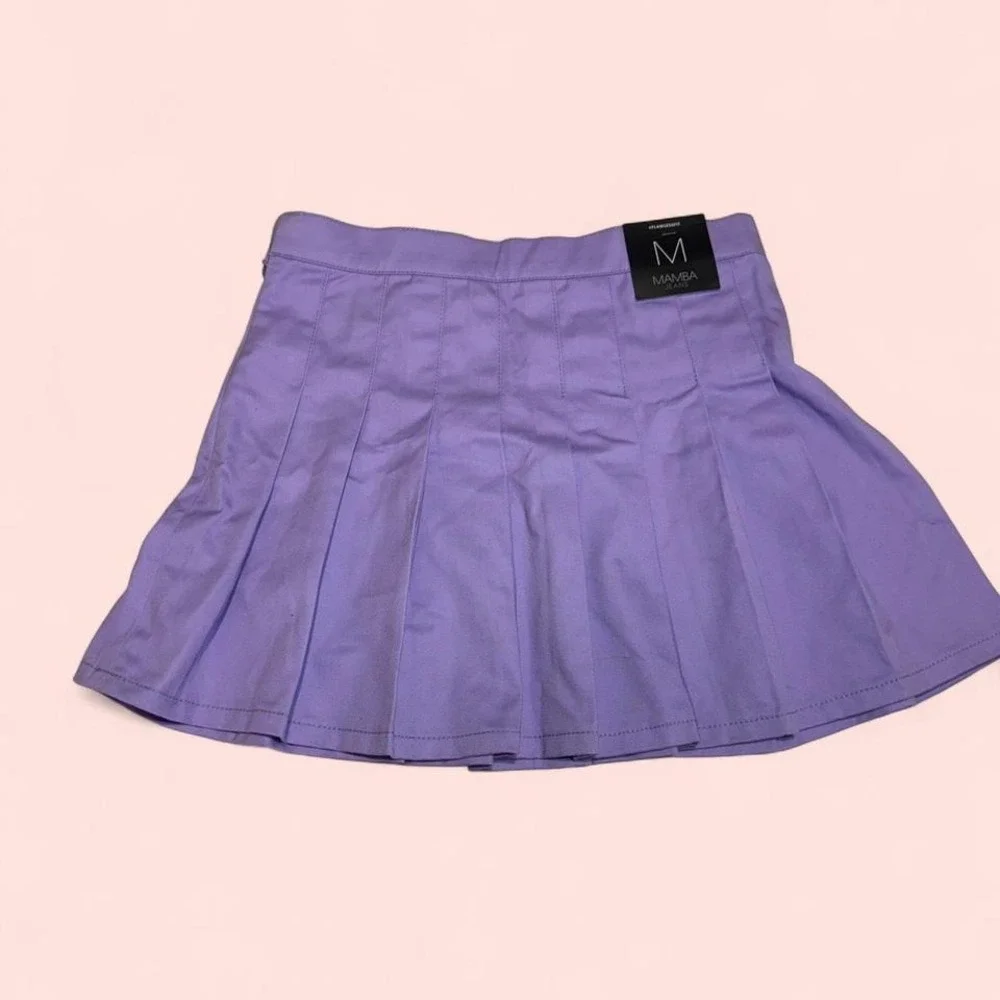 Mamba purple pleated hight‎ waist mini skirt